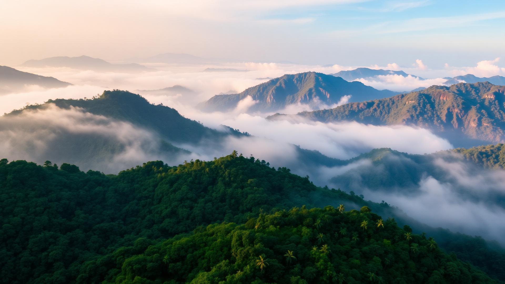 Misty mountain landscape of the Democratic Republic of Congo